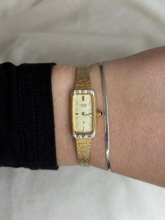 extremely dainty rare gold plated vintage citizen watch