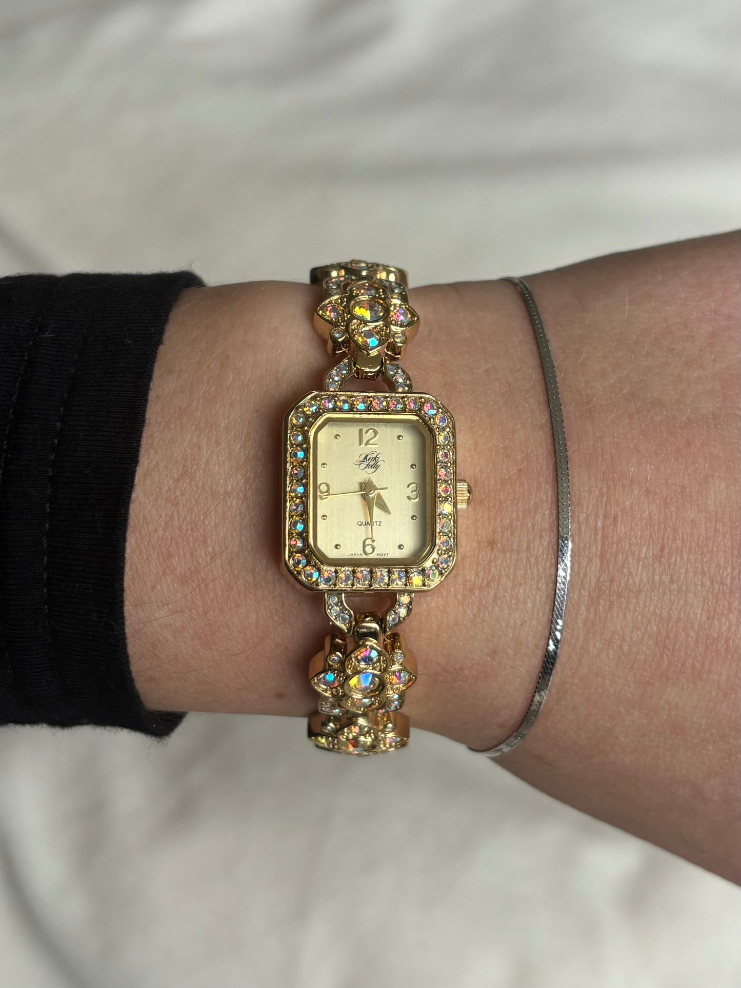 deadstock 2005 gold kirks folly crystal watch - working