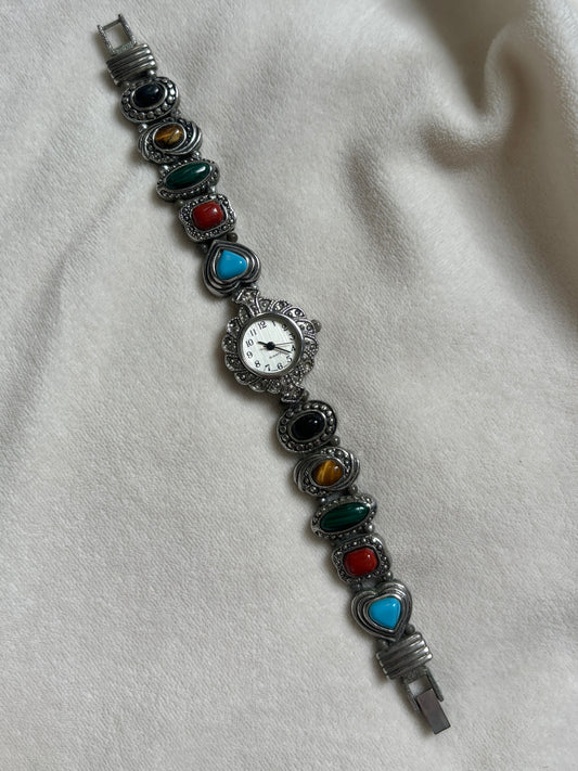 Vintage Scarab-Style Heart Watch - Working