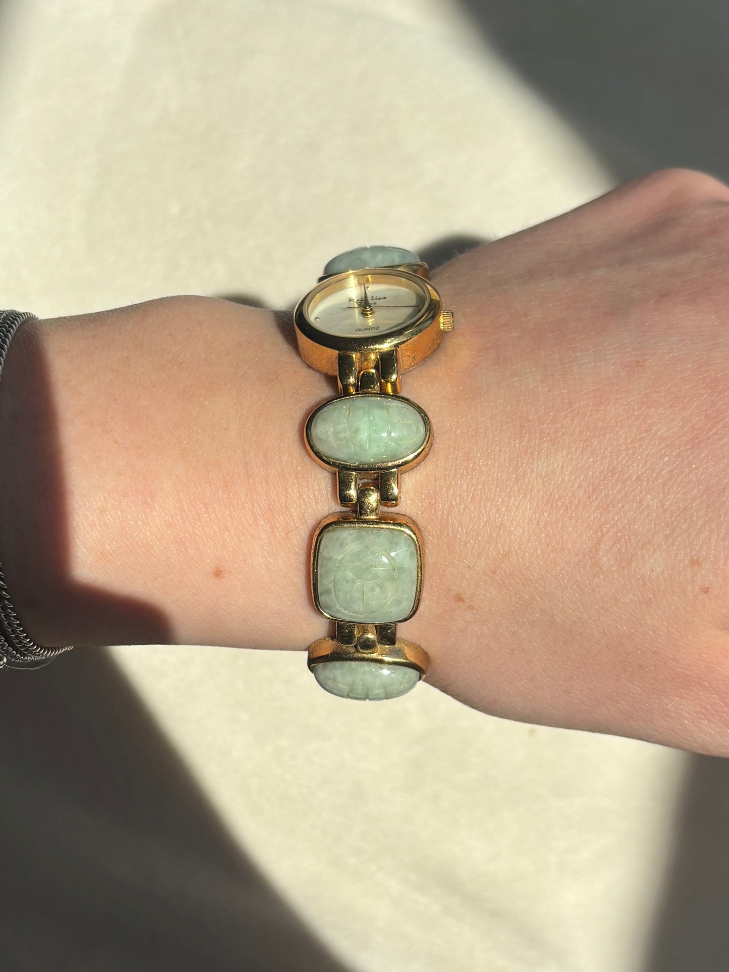 Vintage Jade Scarab Watch - Working