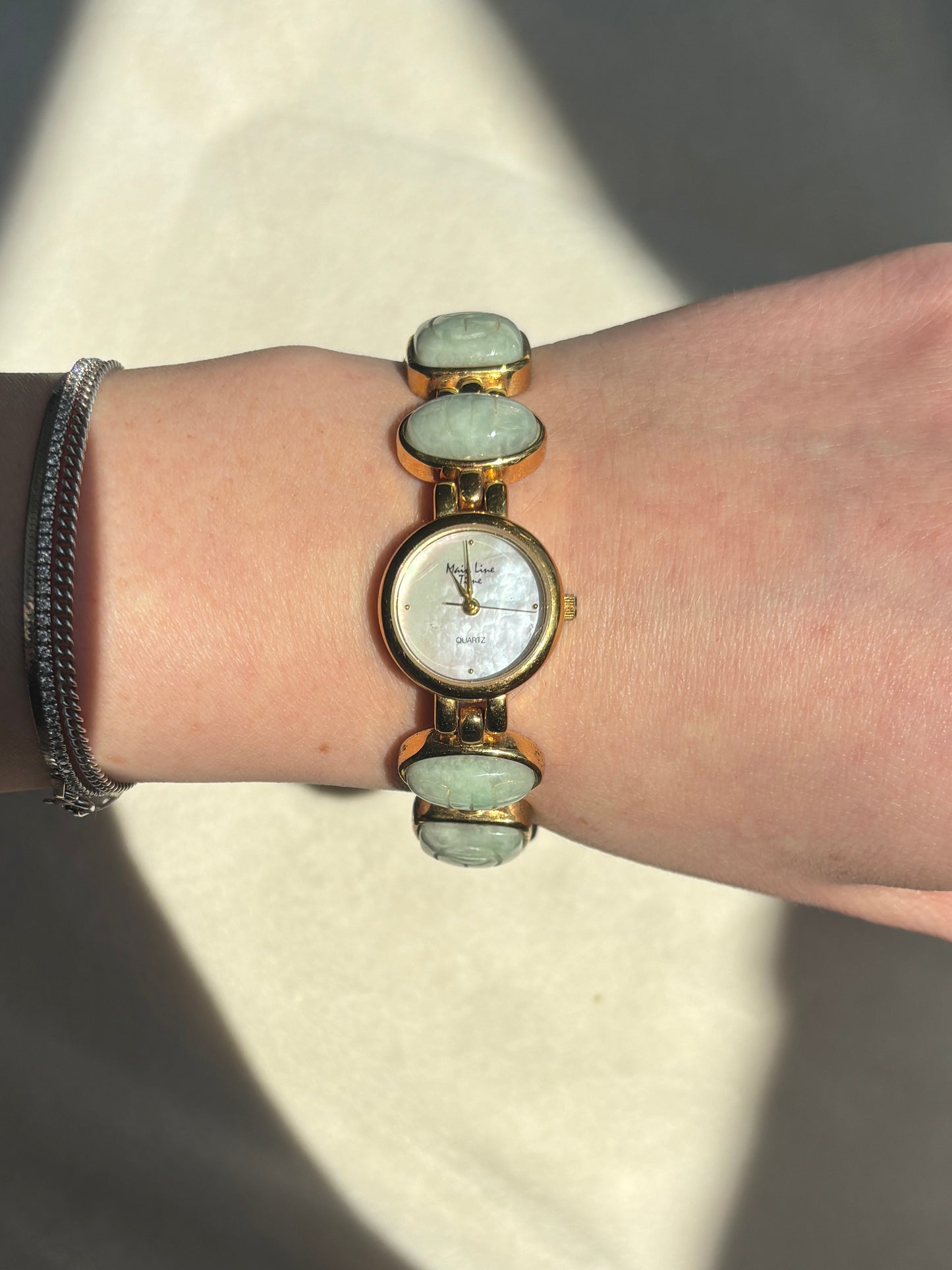 Vintage Jade Scarab Watch - Working