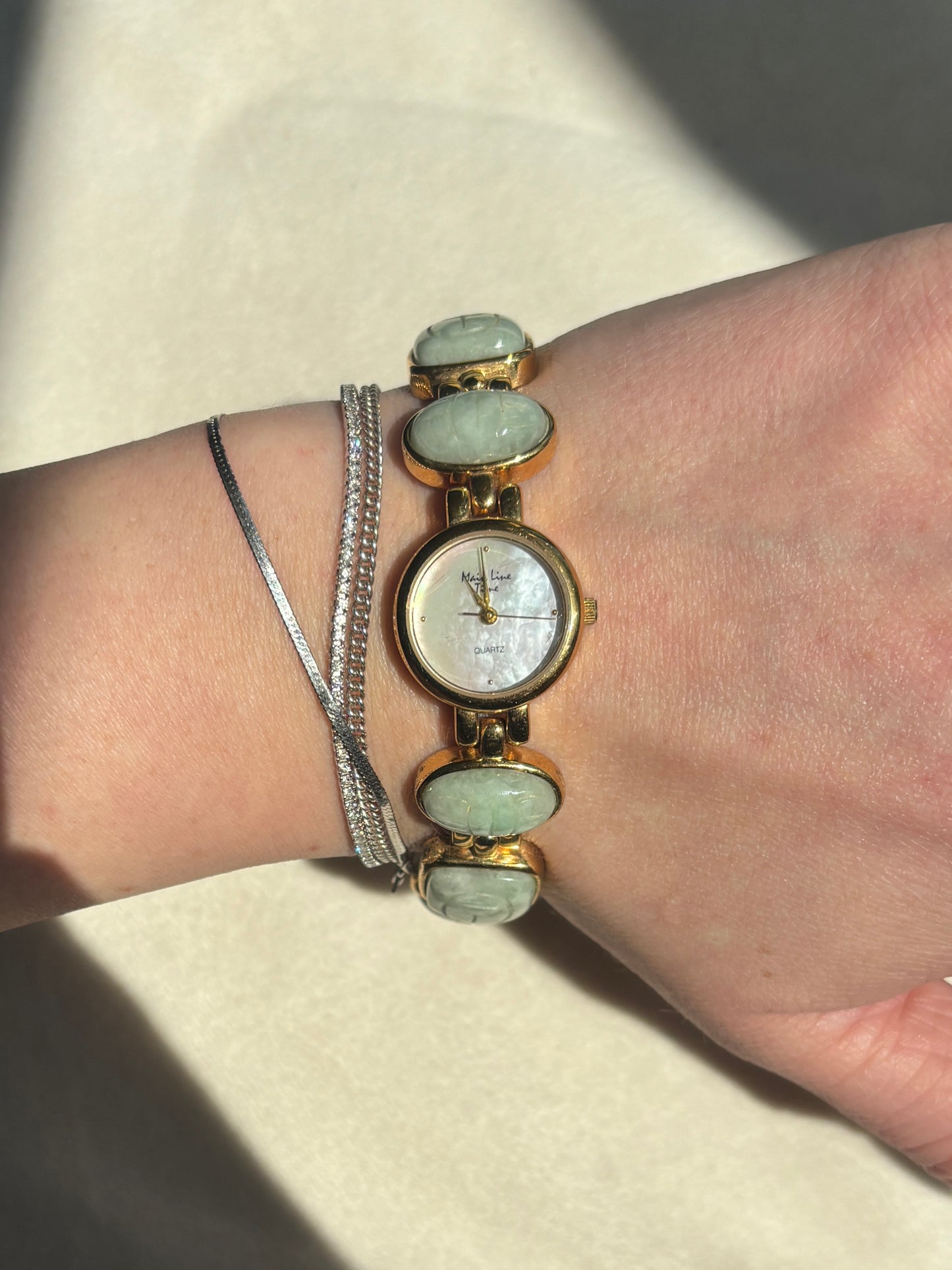 Vintage Jade Scarab Watch - Working