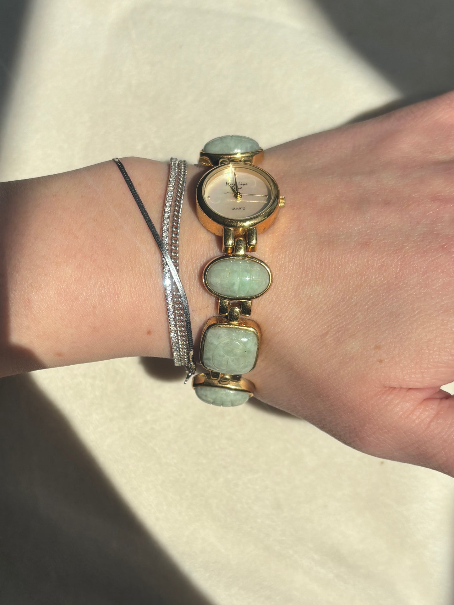 Vintage Jade Scarab Watch - Working