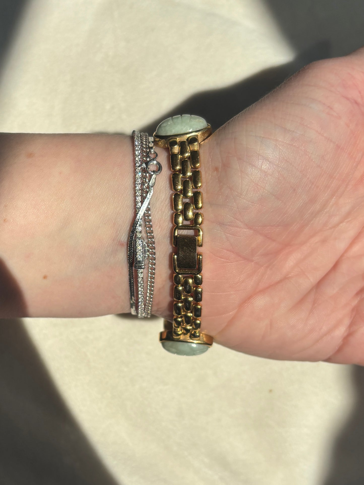 Vintage Jade Scarab Watch - Working