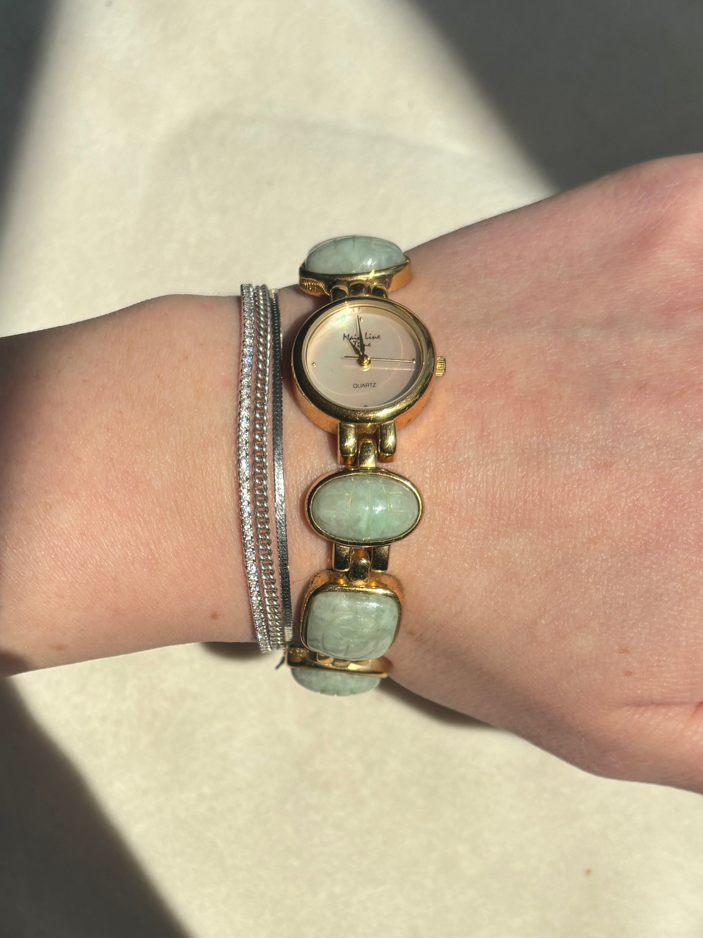 Vintage Jade Scarab Watch - Working