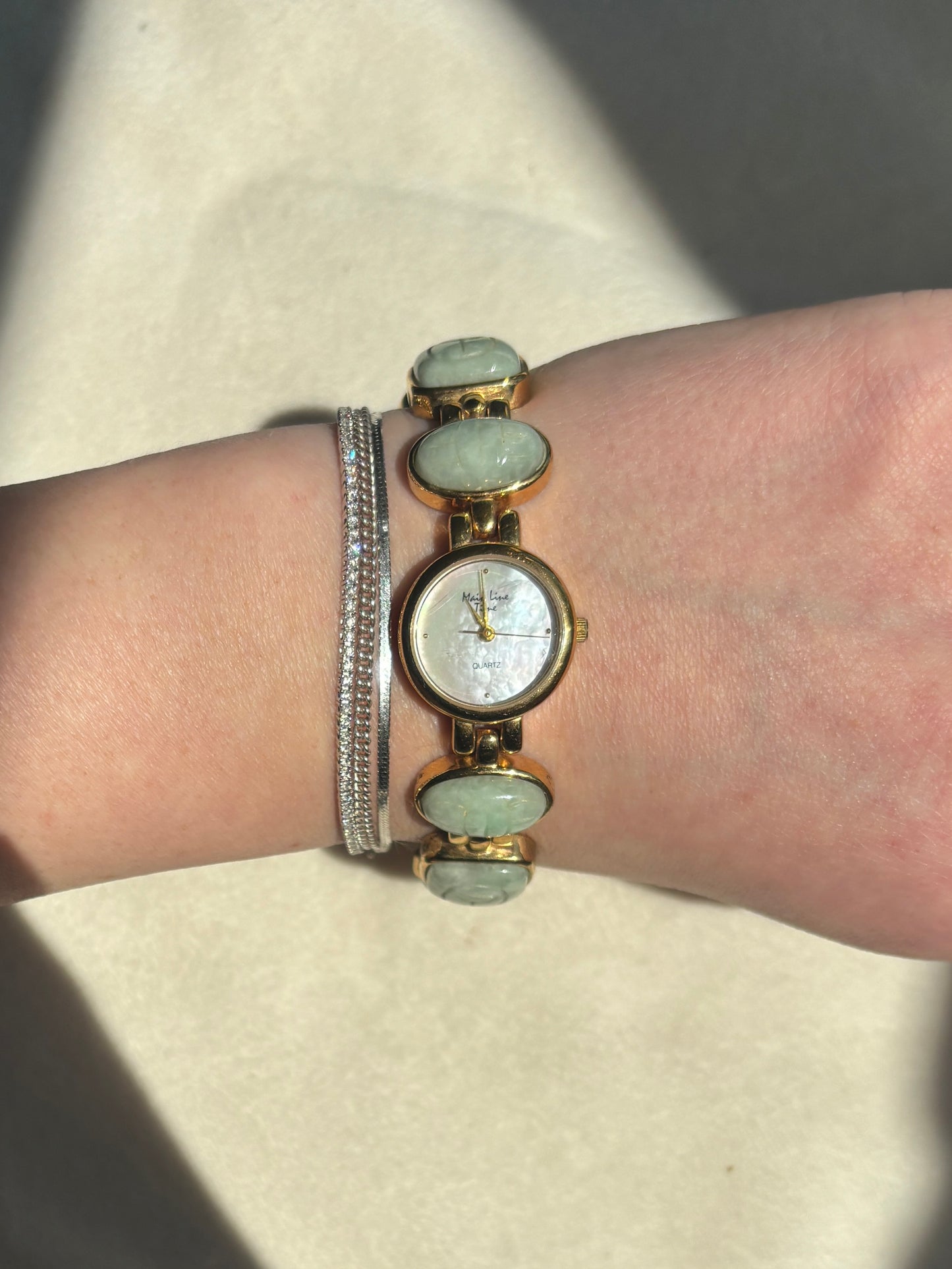 Vintage Jade Scarab Watch - Working