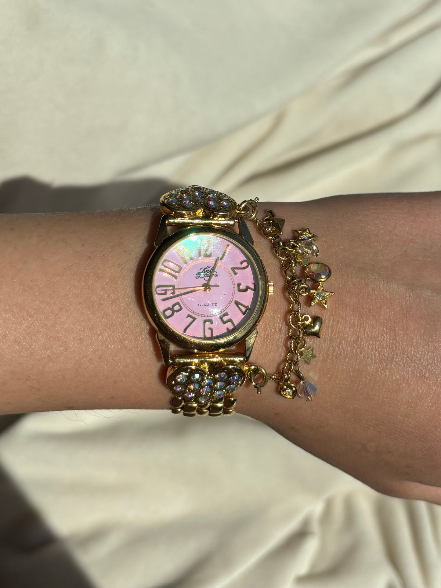 rare vintage kirks folly gold heart charm watch