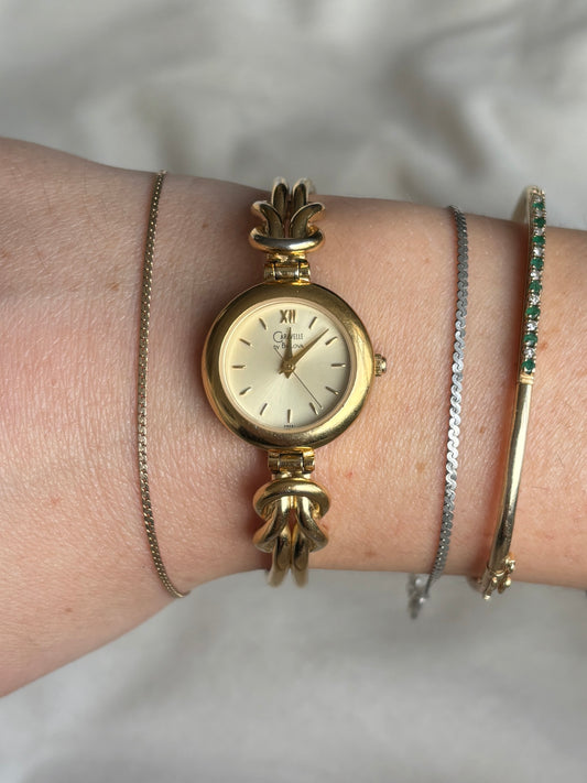 dainty vintage caravelle by bulova knot watch - working