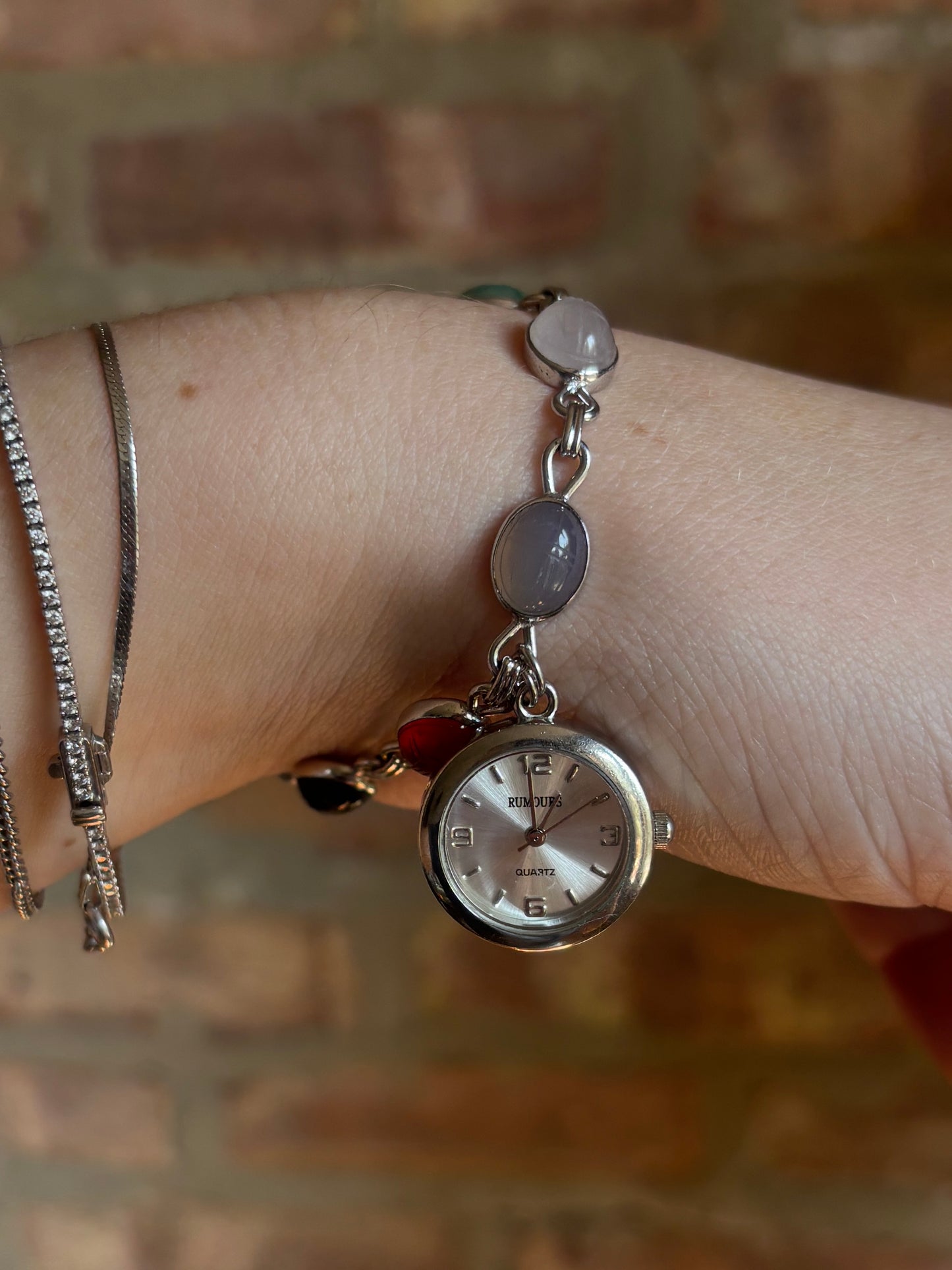 Vintage Sterling Silver Scarab Charm Watch - Working