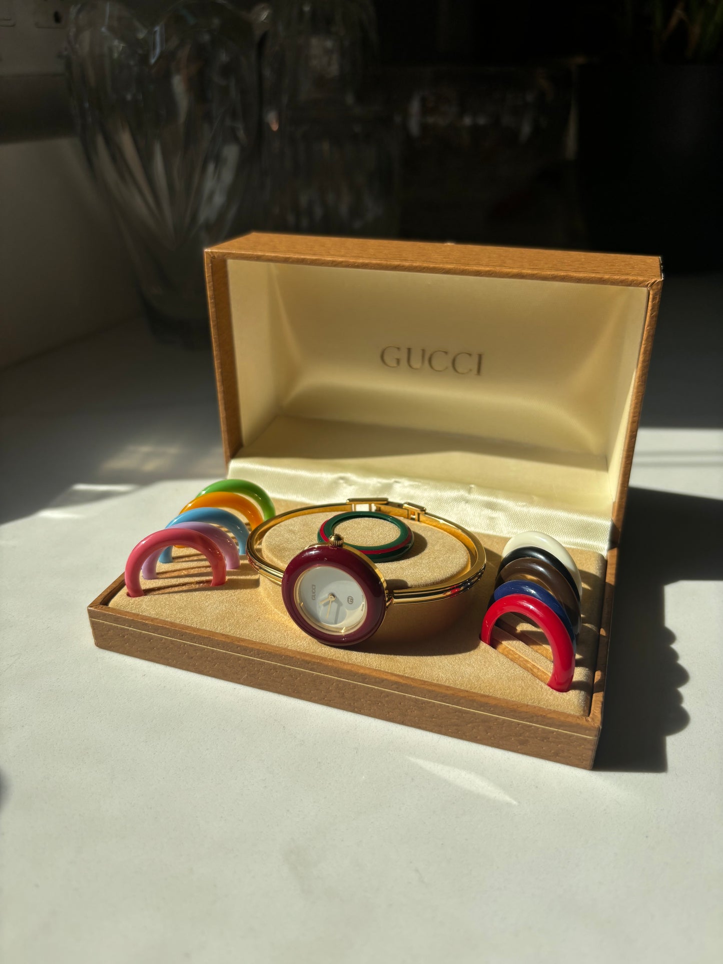 authentic Gucci interchangeable bezel watch - deadstock in original box