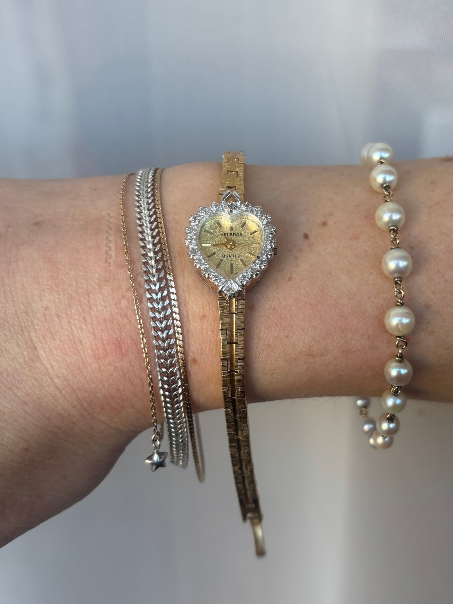 Rare Diamond Bezel Heart Helbros Watch - Working