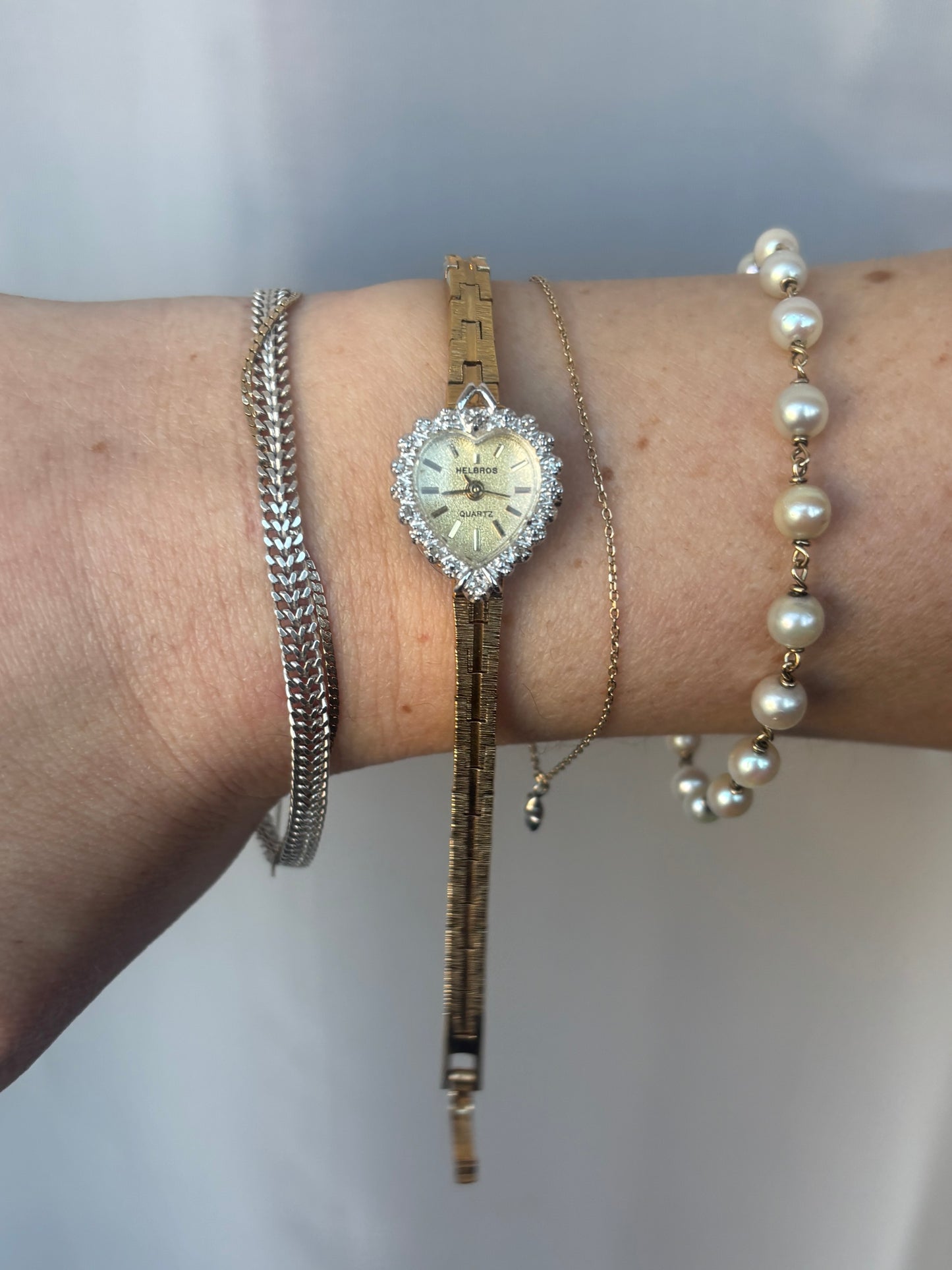 Rare Diamond Bezel Heart Helbros Watch - Working