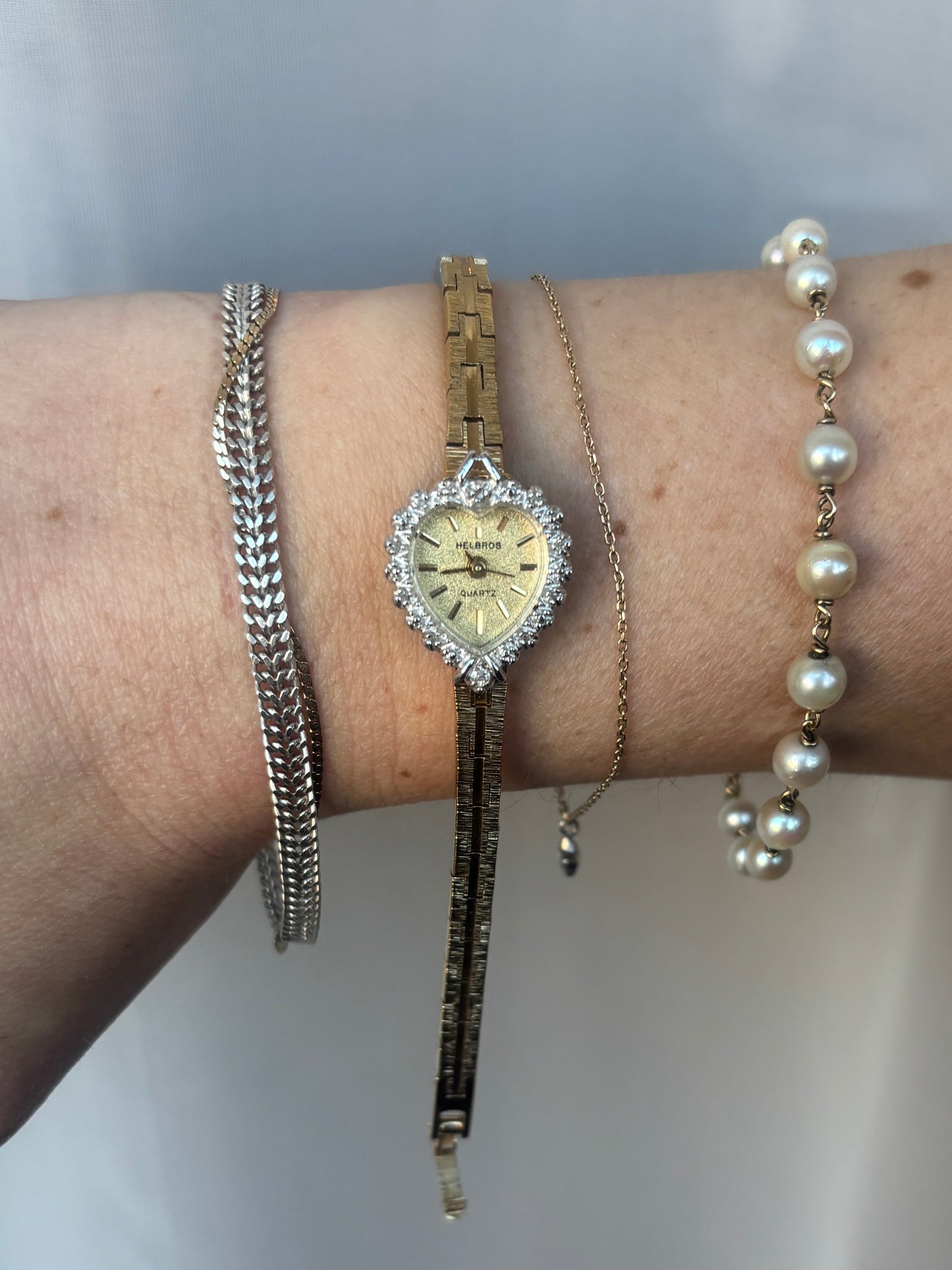 Rare Diamond Bezel Heart Helbros Watch - Working