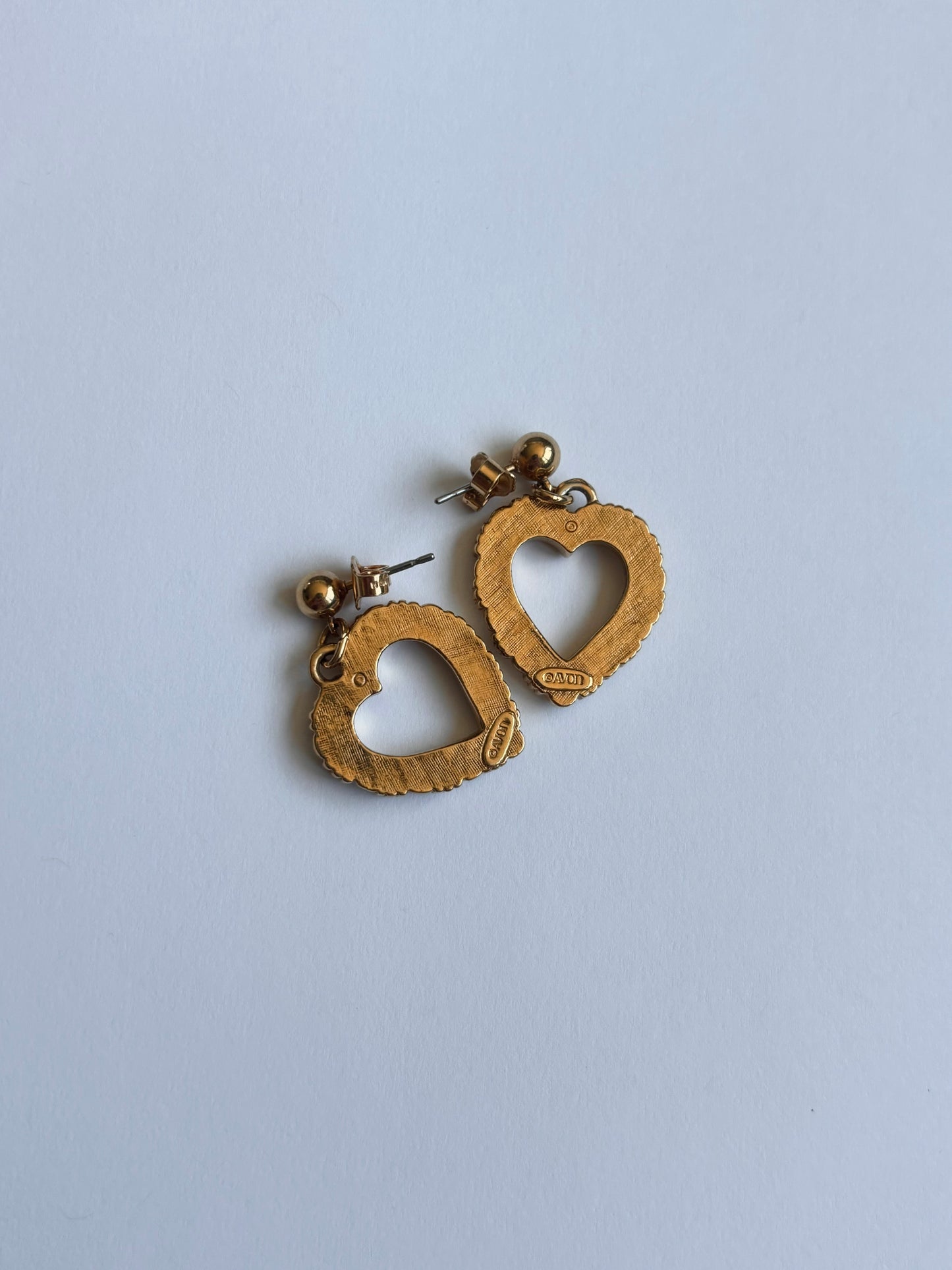 vintage gold heart avon earrings