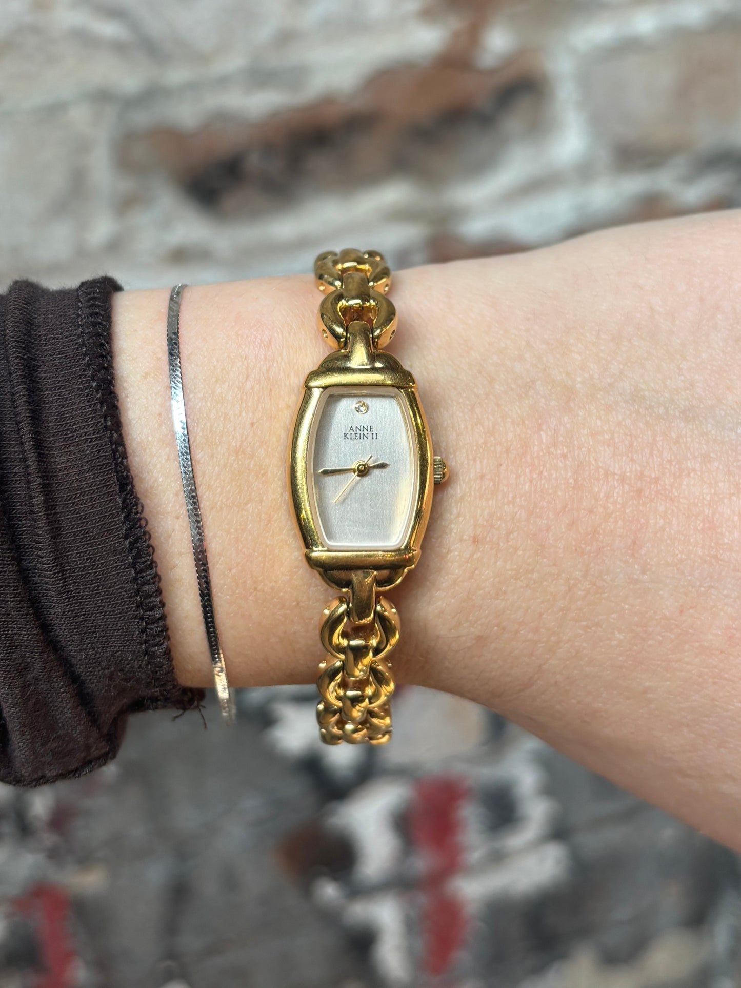 vintage dainty gold chain watch - working