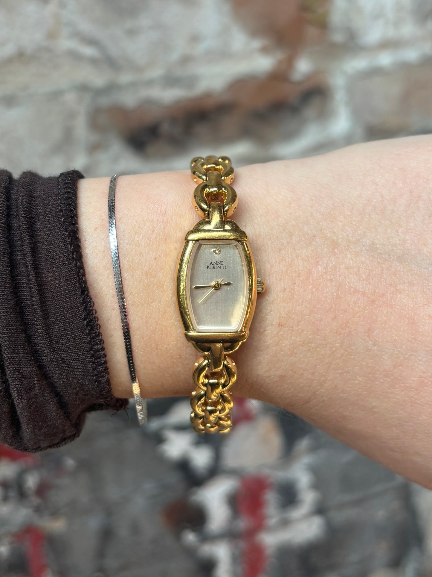 vintage dainty gold chain watch - working