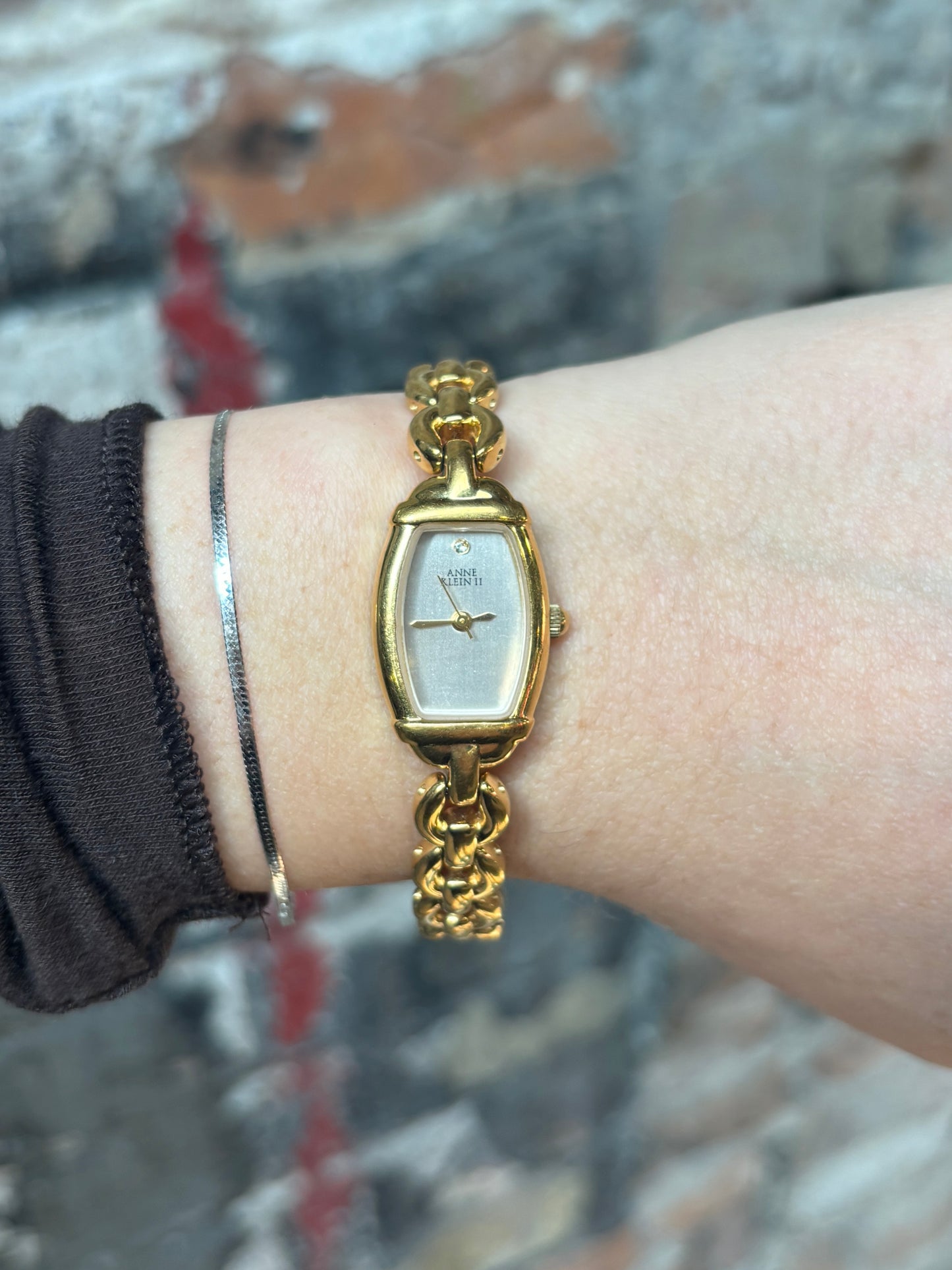 vintage dainty gold chain watch - working