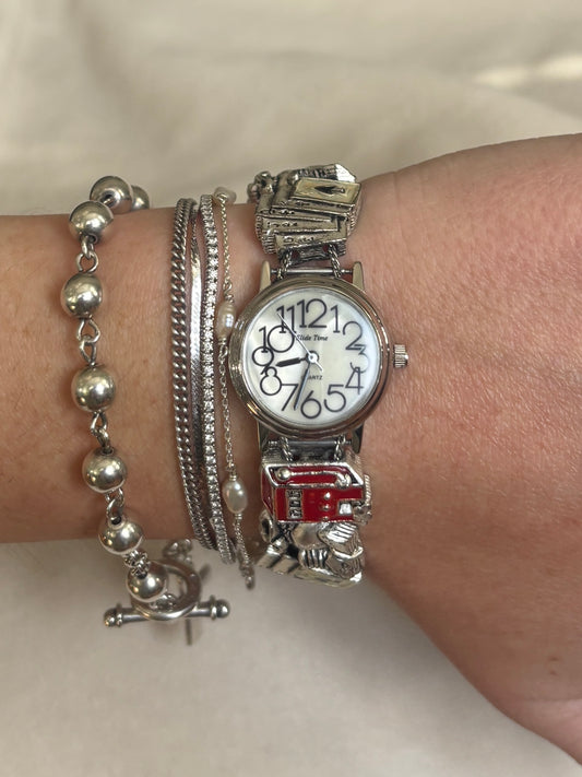 Vintage Cards & Casino Sliding Charm Watch - Working