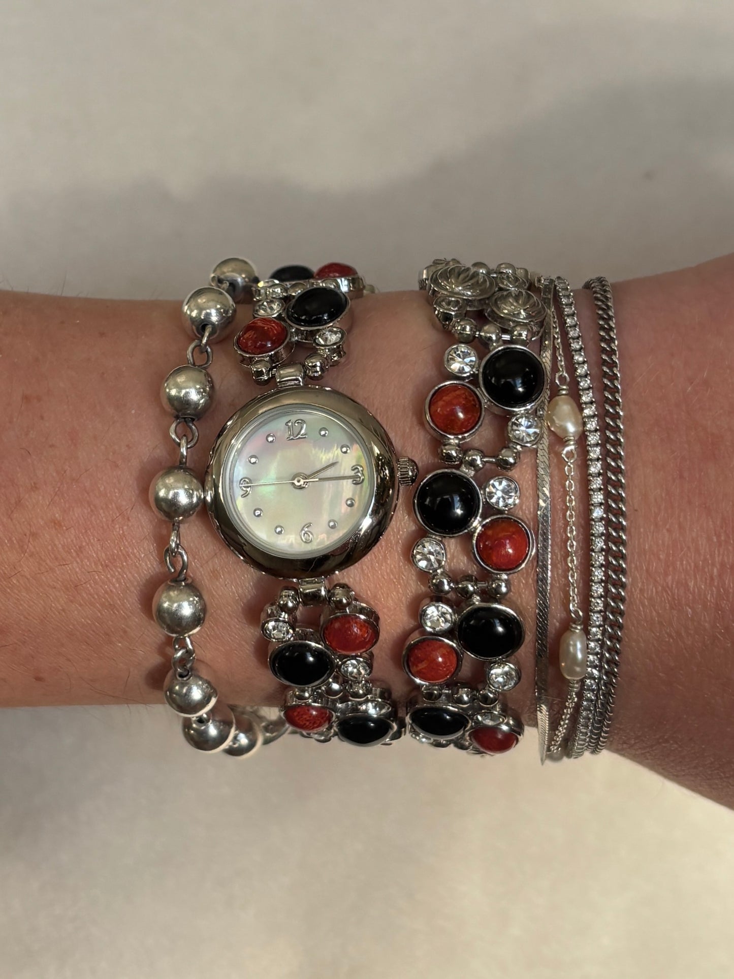 Vintage Stone Watch & Bracelet Stack Set - Working