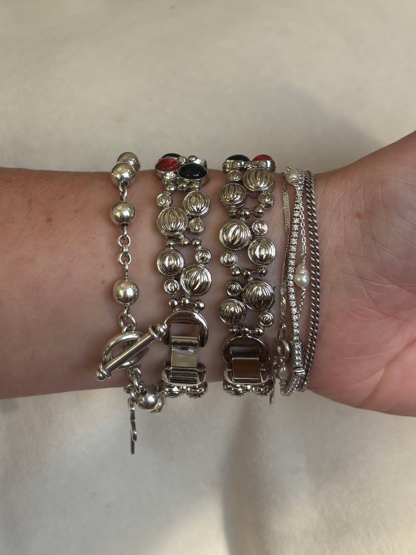 Vintage Stone Watch & Bracelet Stack Set - Working