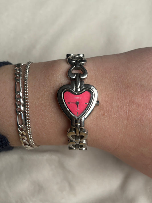 Vintage Red Heart Watch - Working