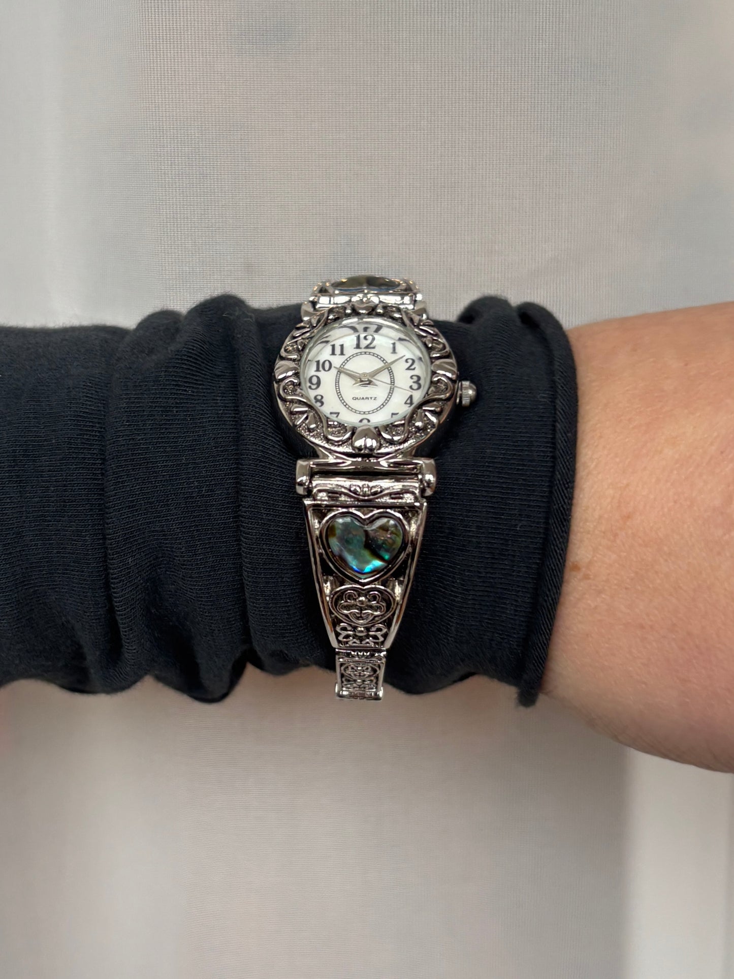 Vintage Abalone Hearts Watch - Working