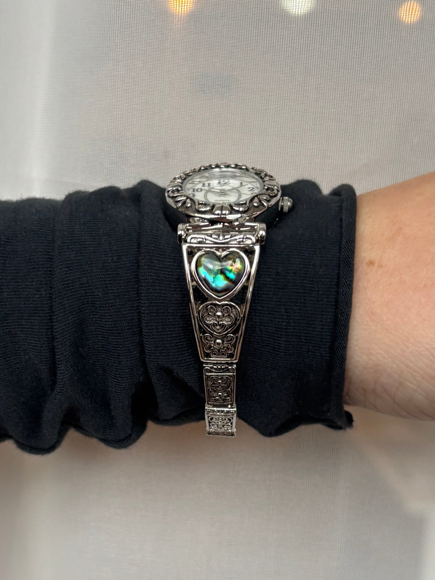 Vintage Abalone Hearts Watch - Working