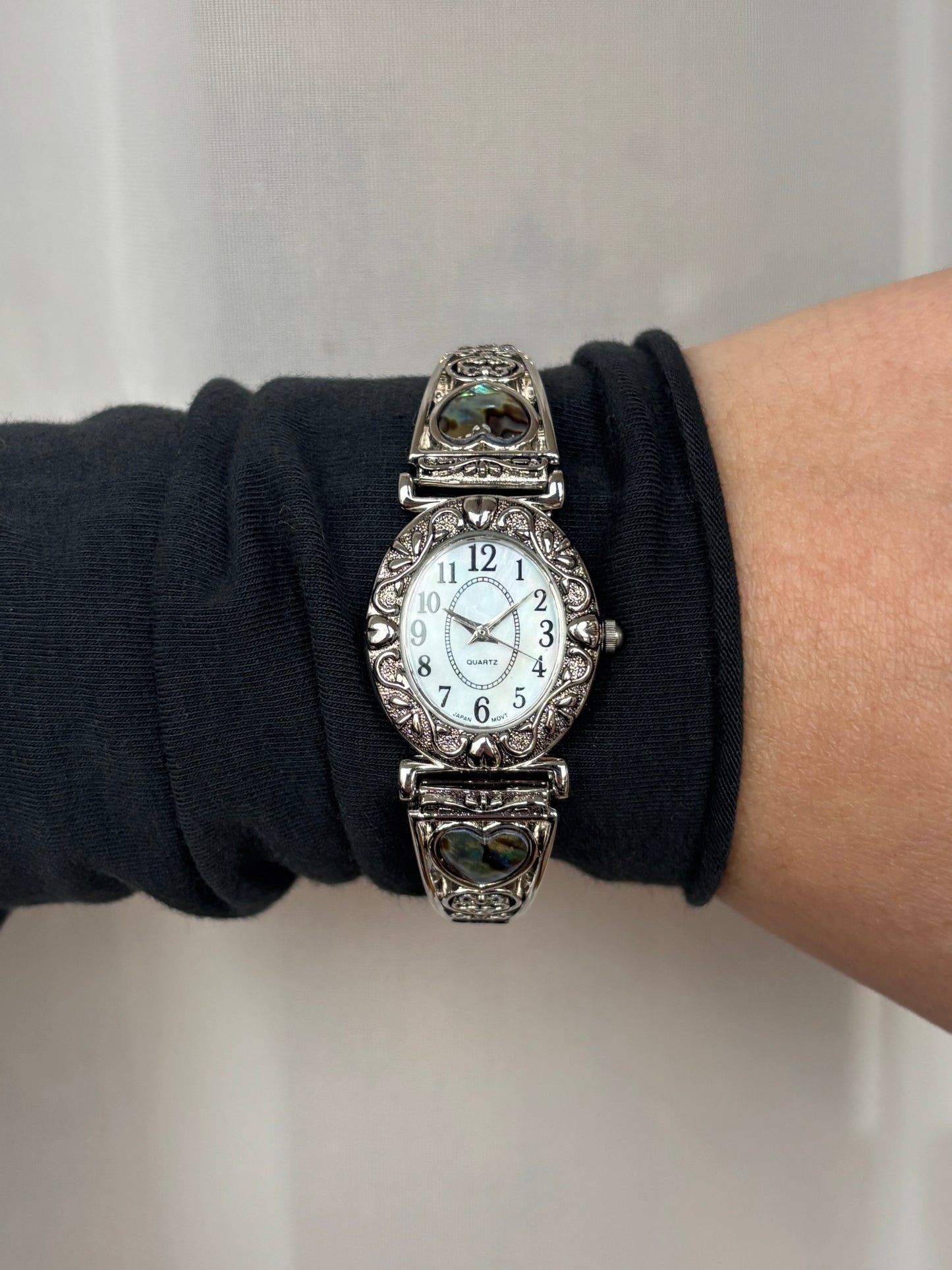 Vintage Abalone Hearts Watch - Working