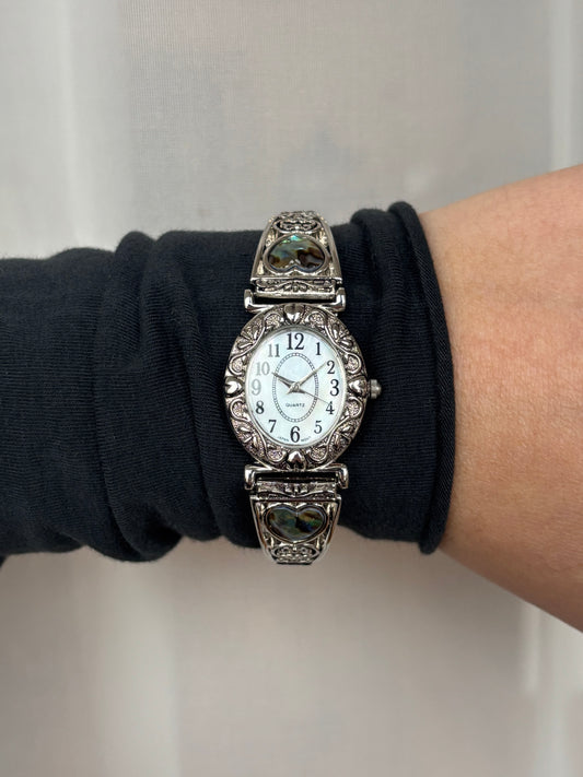 Vintage Abalone Hearts Watch - Working