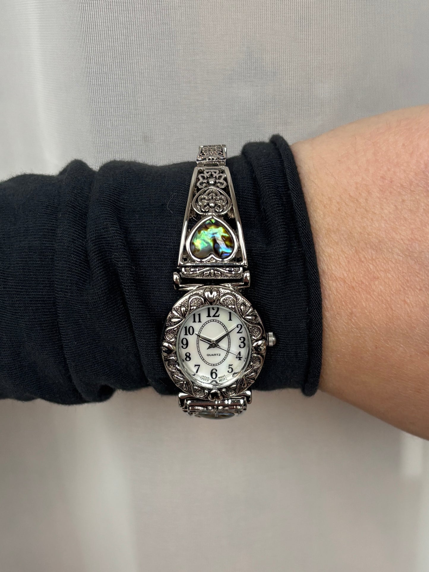 Vintage Abalone Hearts Watch - Working