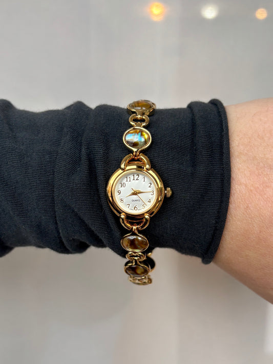 Dainty Vintage Abalone Shell Filled Watch - Working