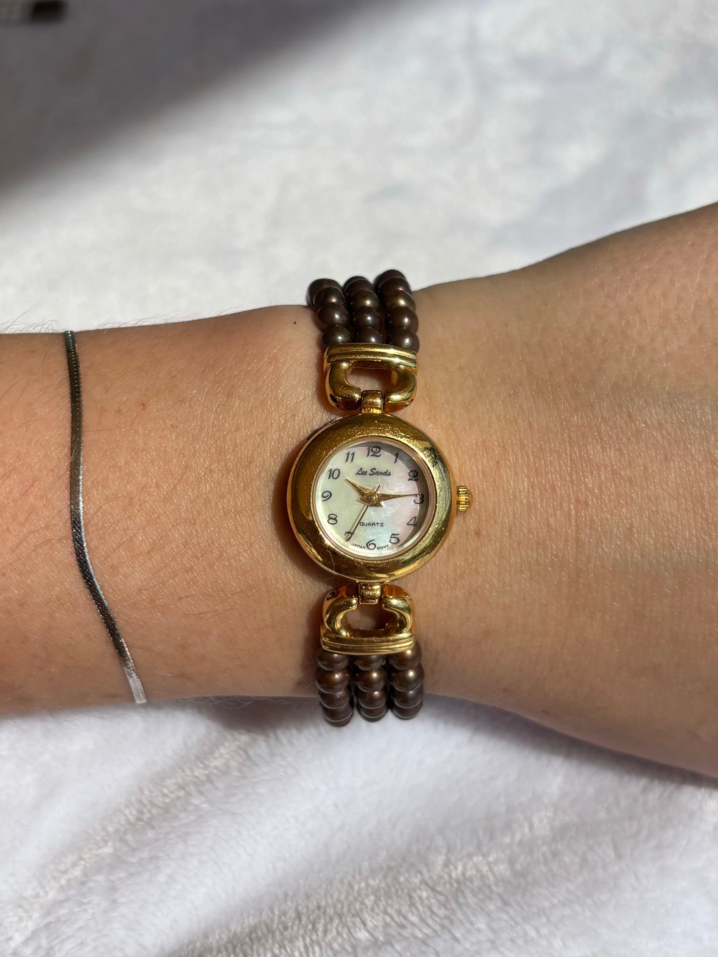 dainty vintage pearl watch - working