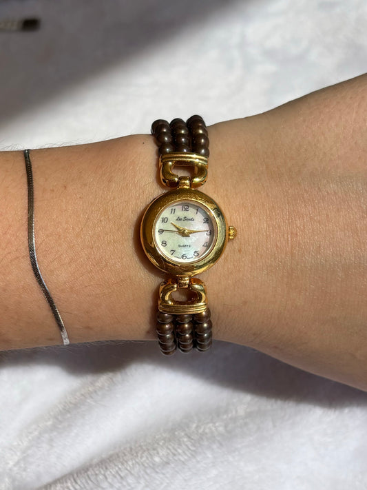 dainty vintage pearl watch - working