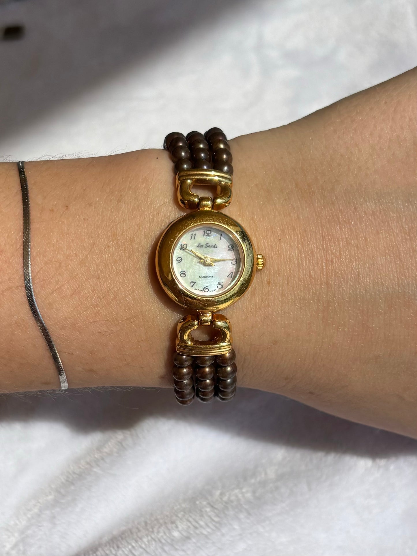 dainty vintage pearl watch - working