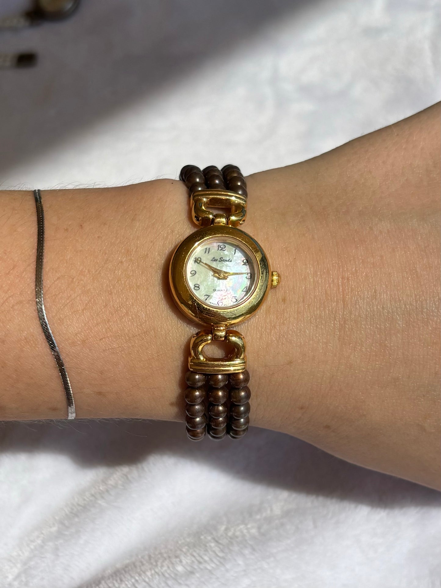 dainty vintage pearl watch - working