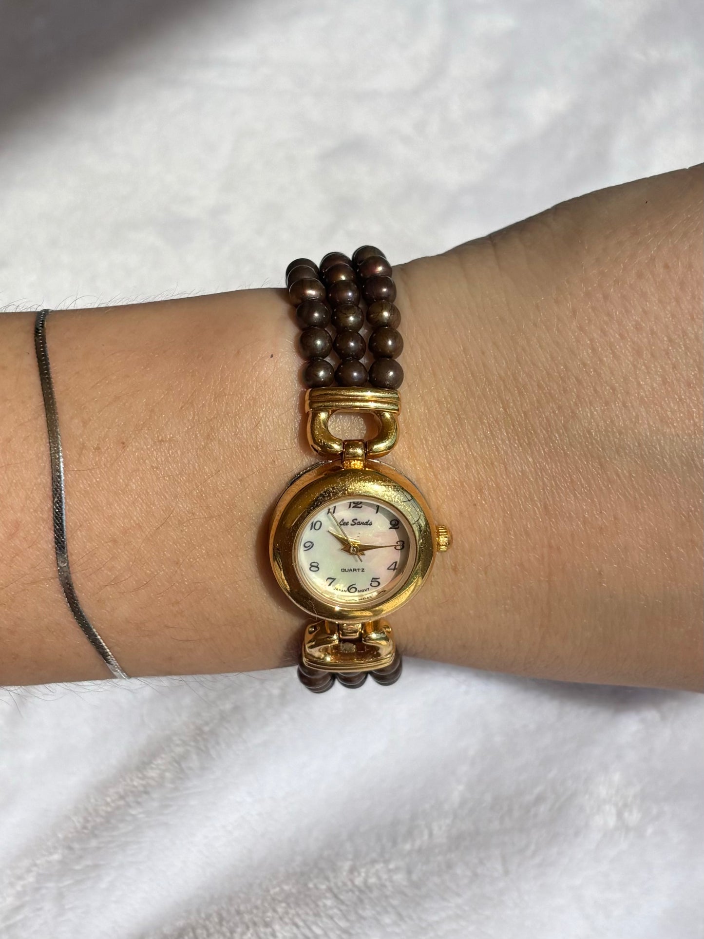 dainty vintage pearl watch - working