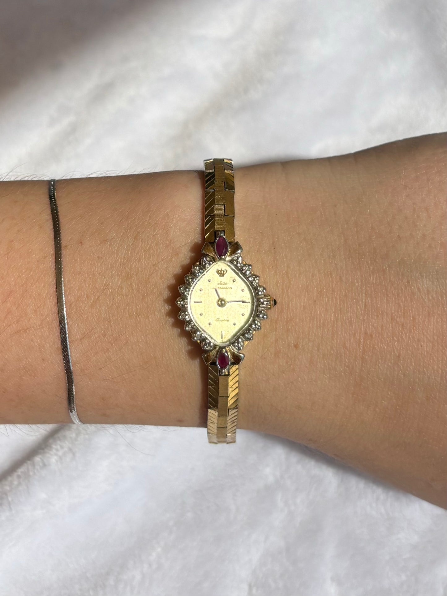 rare vintage jules Jorgensen genuine ruby and diamond watch - working