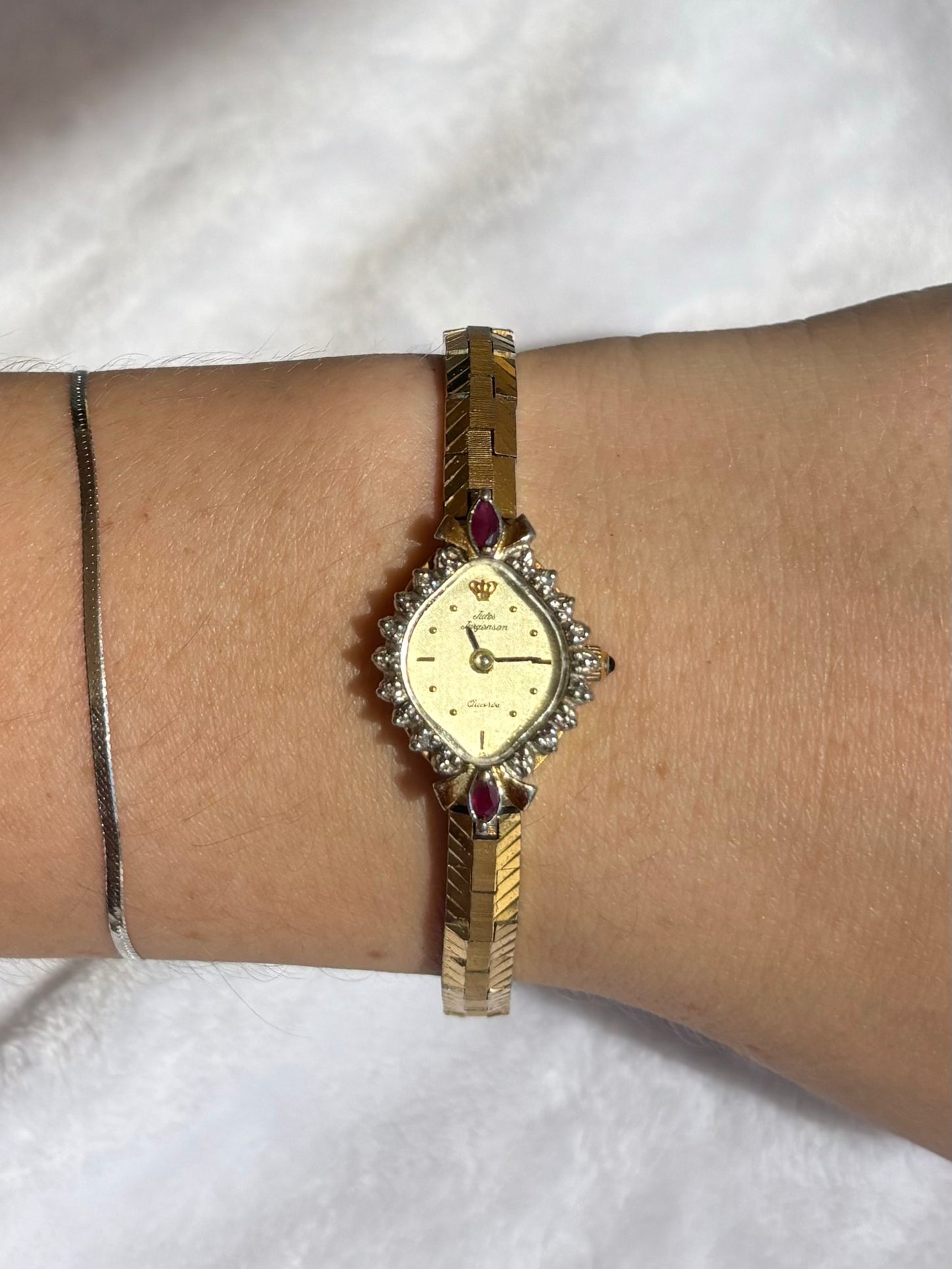 rare vintage jules Jorgensen genuine ruby and diamond watch - working